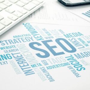 Seo business concept cloud chart print document.